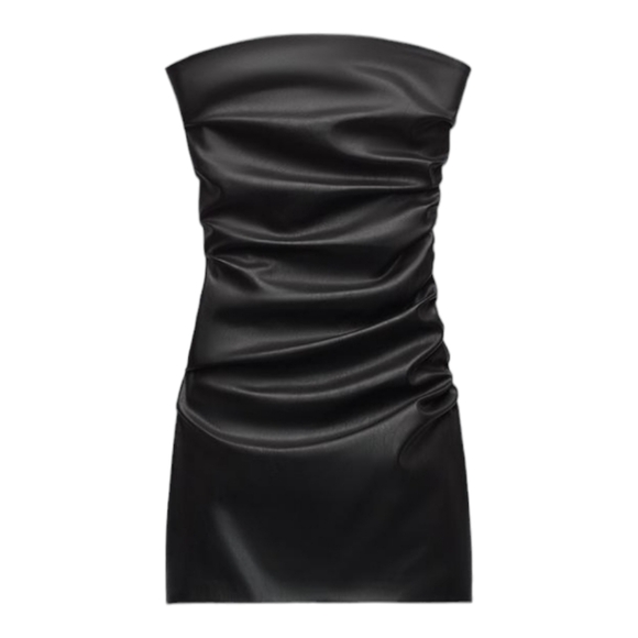 Zara Leather effect Black Mini Dress size Large - Picture 4 of 10